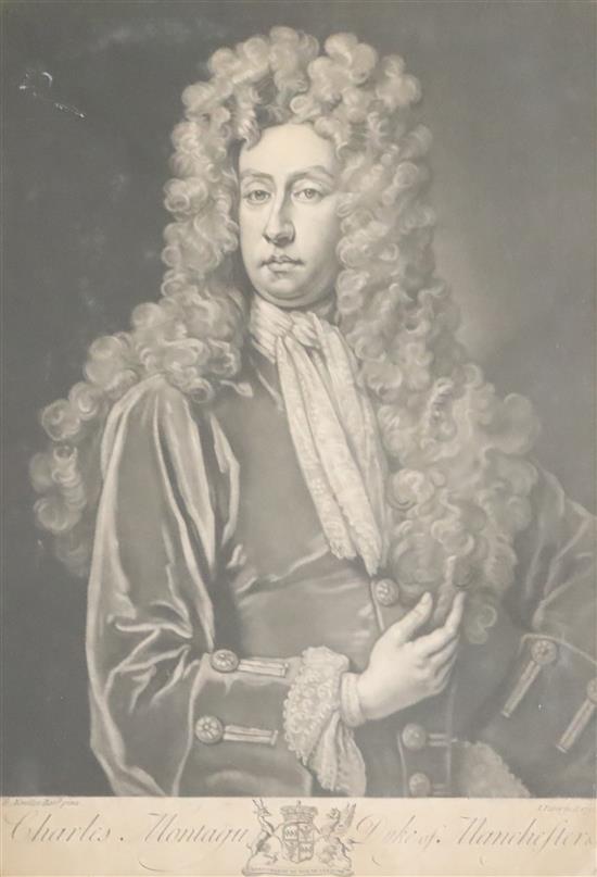 Five 18th century mezzotint portraits of noblemen and politicians,